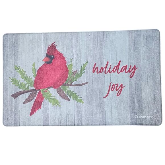 Cuisinart Anti Fatigue Kitchen Mat‎ Cardinal Holiday Joy Printed 18x30in - Picture 1 of 11